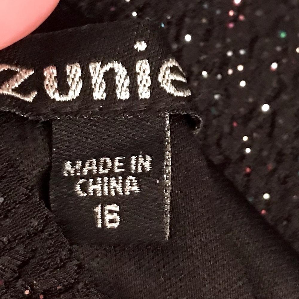 ZUNIE Multicolored Sparkly Black A-Line Keyhole Neck Party Dress GIRLS 16 - Picture 10 of 16
